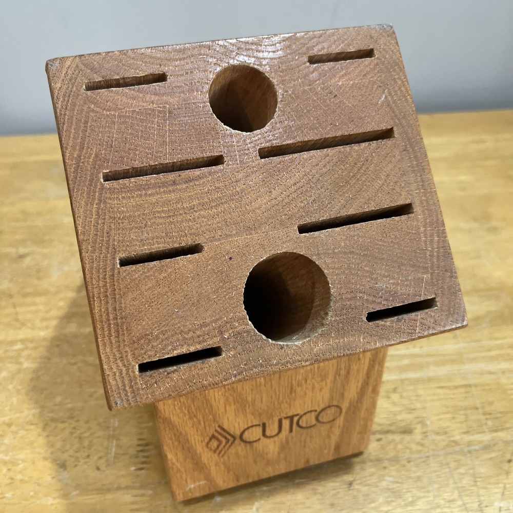 Cutco Homemaker 10 Slot Knife Block Honey‎ Oak Wood Made In USA Knives
